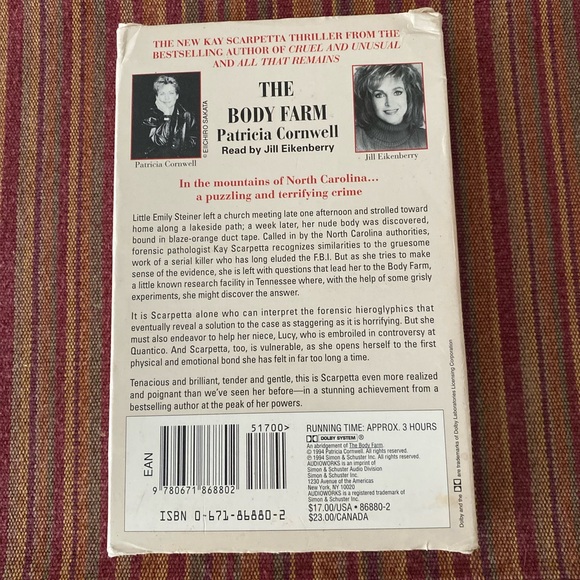 PATRICIA CORNWELL THE BODY FARM AUDIO CASSETTES (2) - Picture 3 of 7